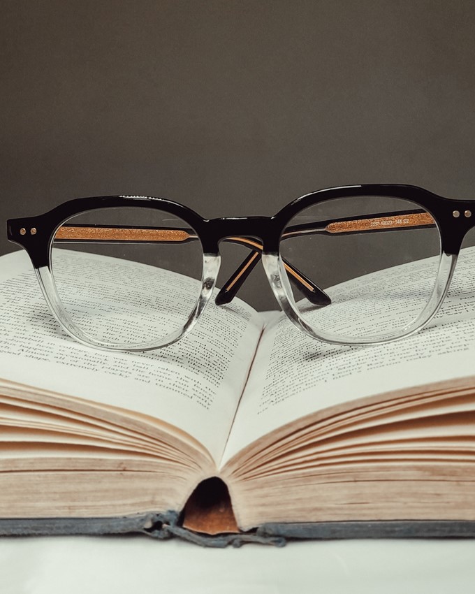 glasses and book