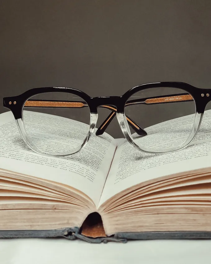 glasses and book